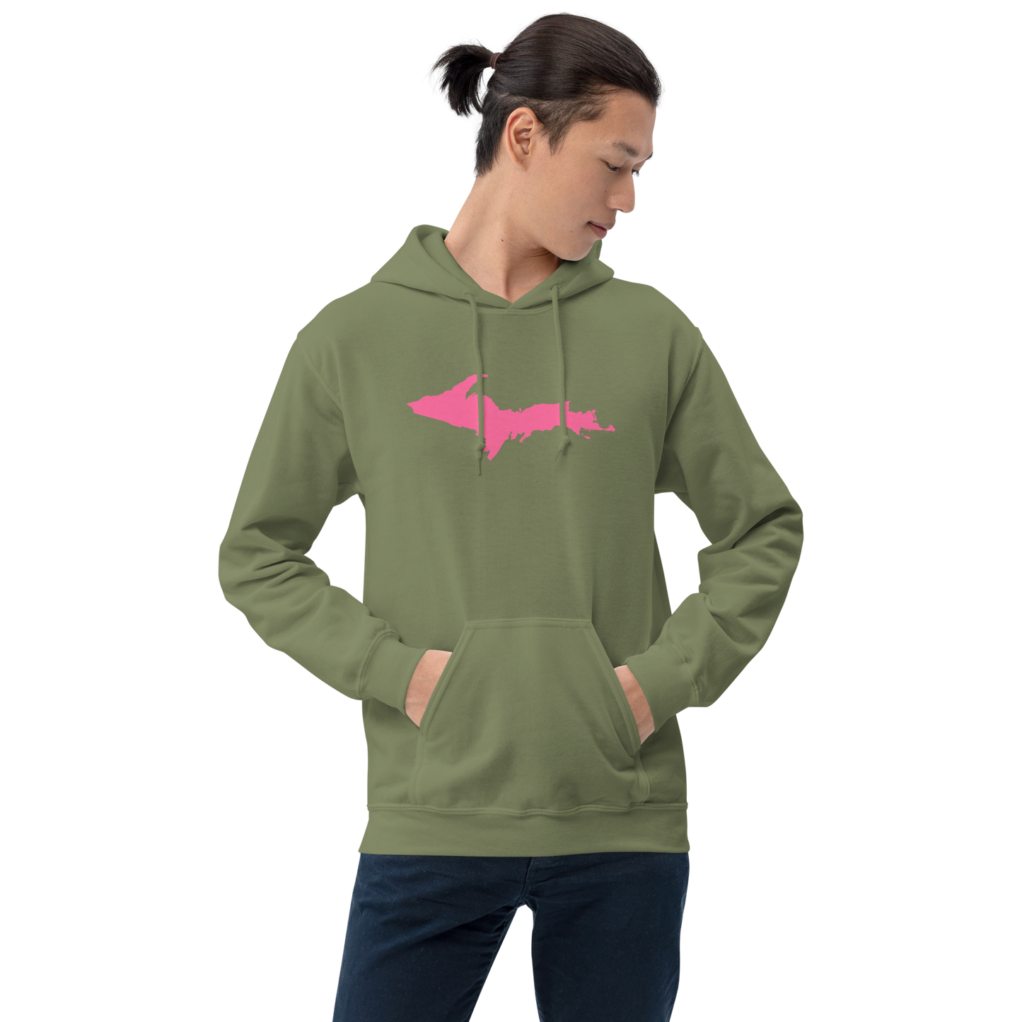 Michigan Upper Peninsula Hoodie (w/ Pink UP Outline) | Unisex Standard