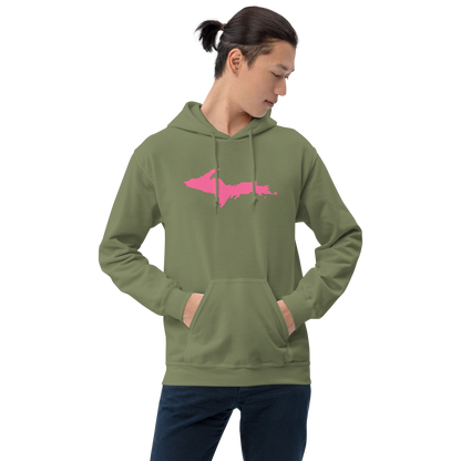 Michigan Upper Peninsula Hoodie (w/ Pink UP Outline) | Unisex Standard