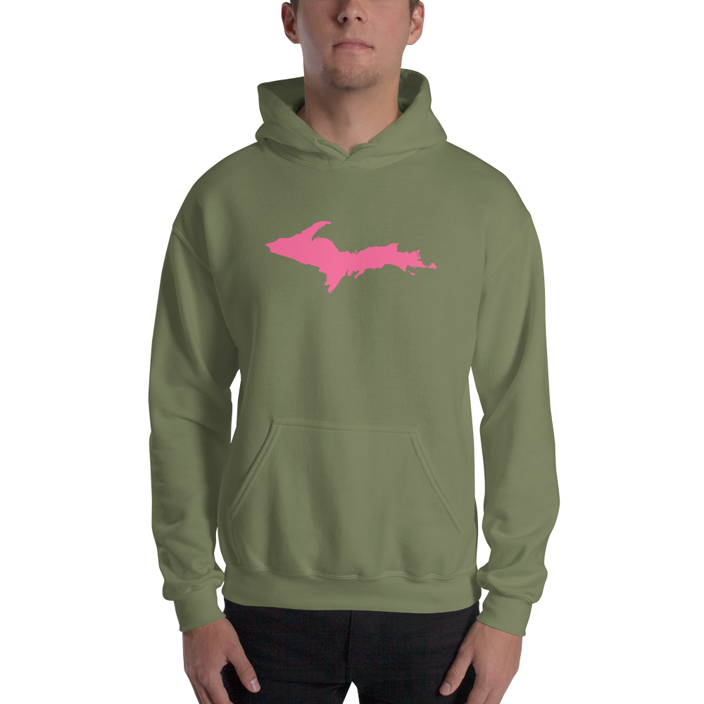 Michigan Upper Peninsula Hoodie (w/ Pink UP Outline) | Unisex Standard