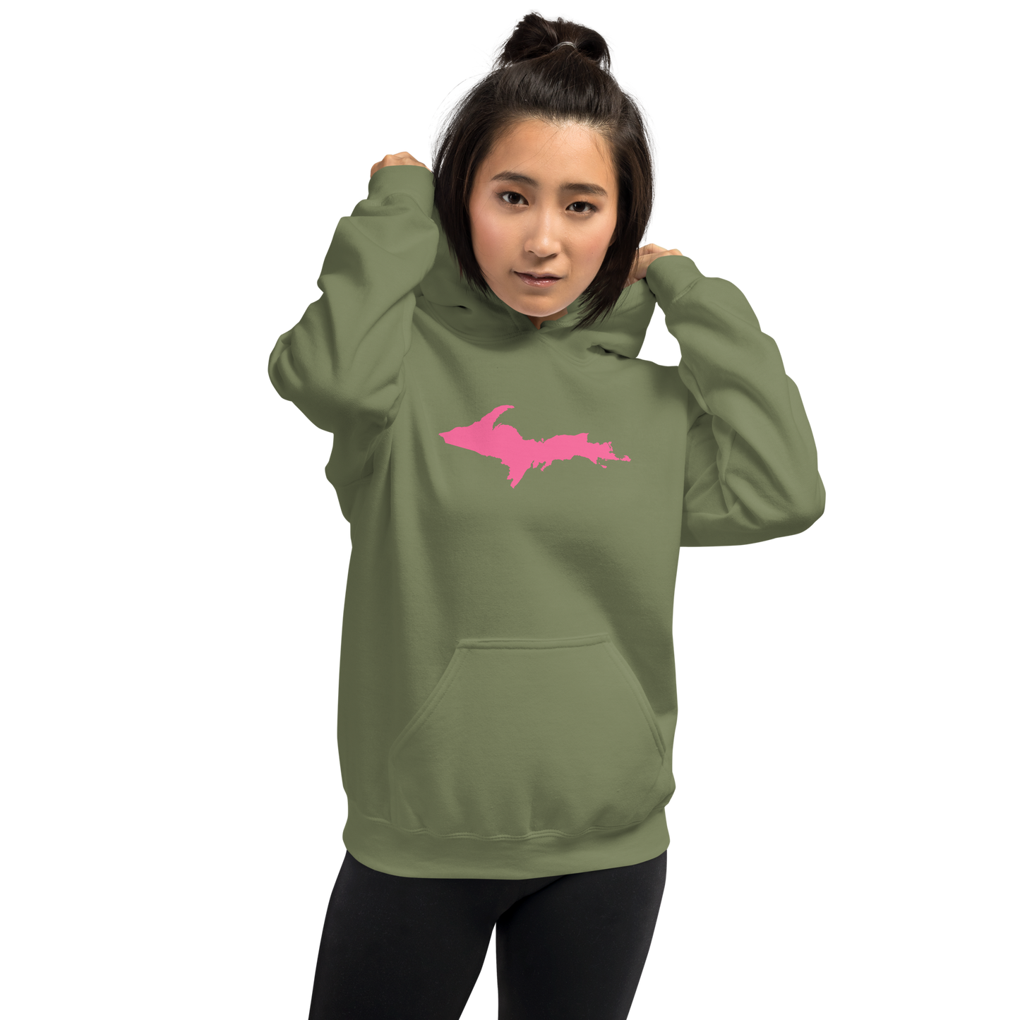 Michigan Upper Peninsula Hoodie (w/ Pink UP Outline) | Unisex Standard