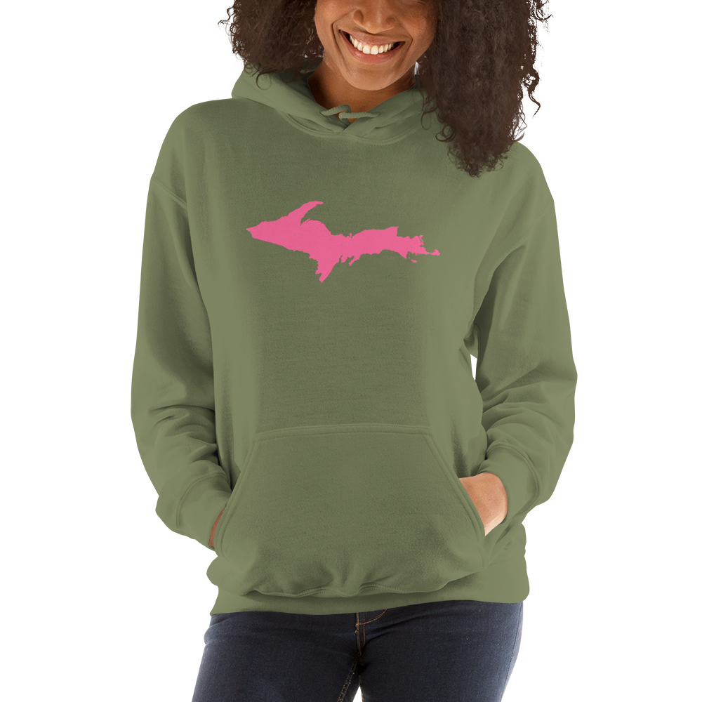 Michigan Upper Peninsula Hoodie (w/ Pink UP Outline) | Unisex Standard