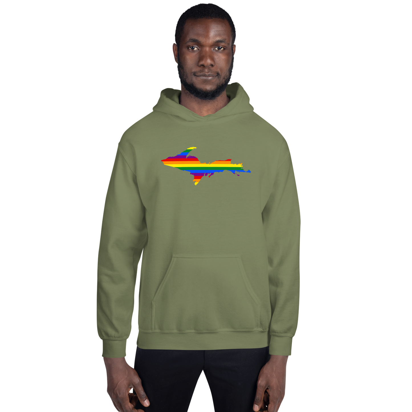 Michigan Upper Peninsula Hoodie (w/ UP Pride Flag Outline) | Unisex Standard