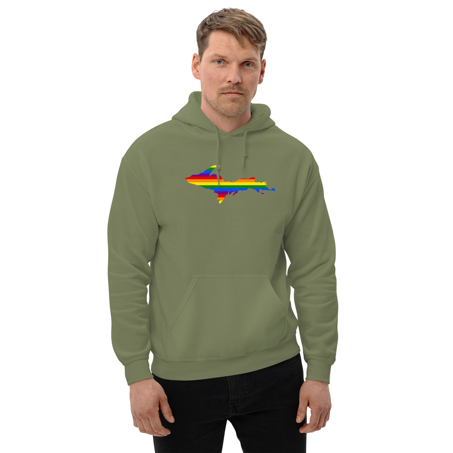 Michigan Upper Peninsula Hoodie (w/ UP Pride Flag Outline) | Unisex Standard