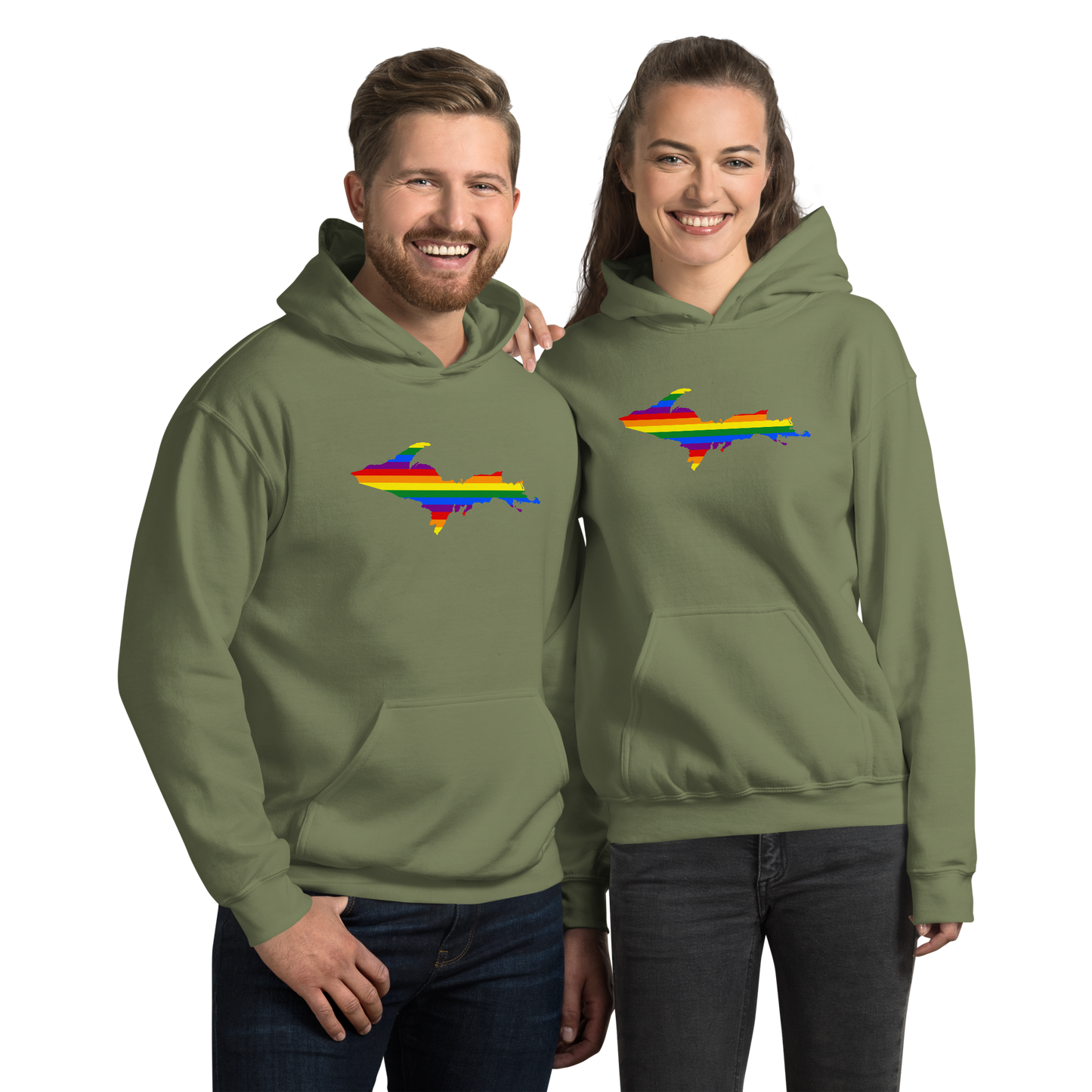 Michigan Upper Peninsula Hoodie (w/ UP Pride Flag Outline) | Unisex Standard