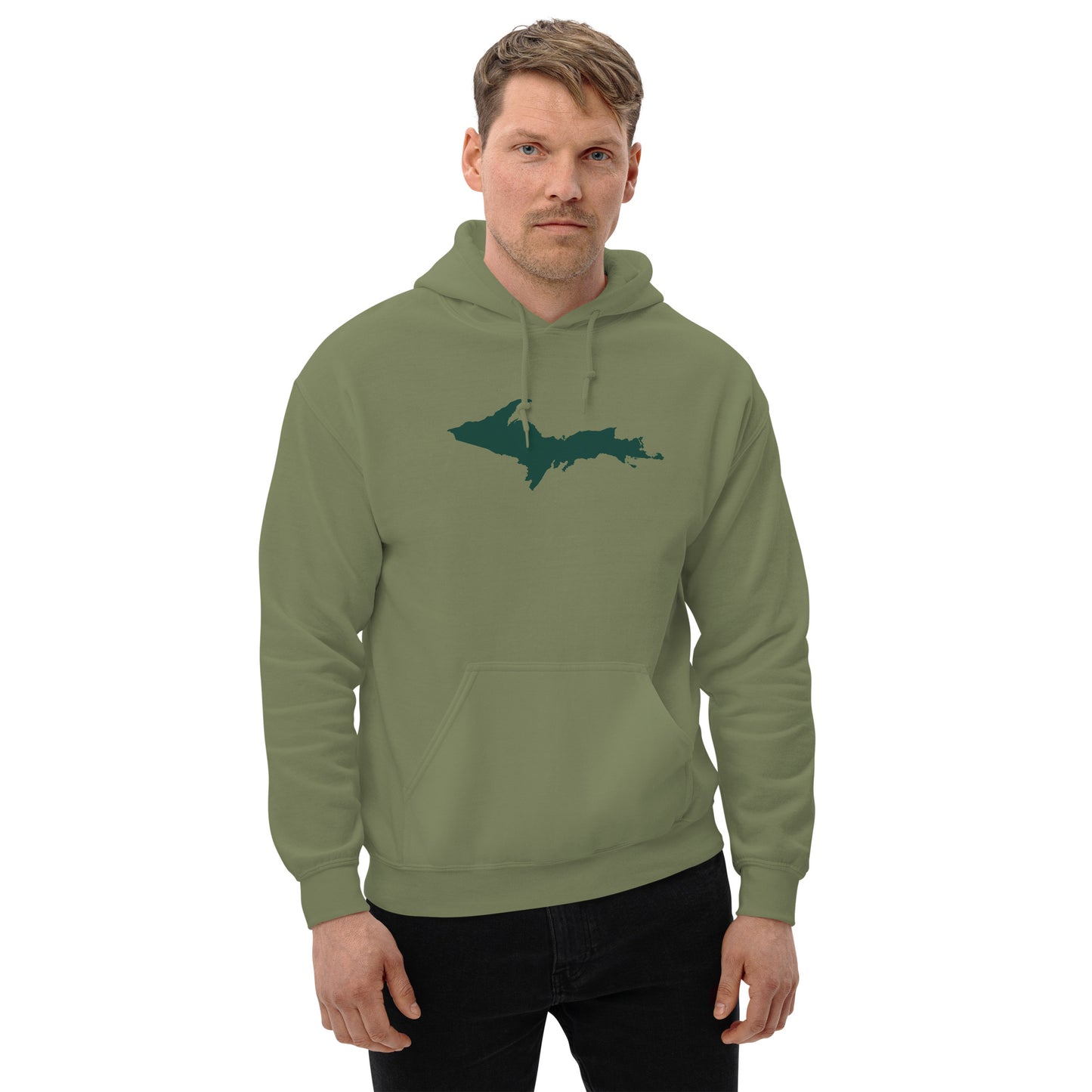 Michigan Upper Peninsula Hoodie (w/ Green UP Outline) | Unisex Standard