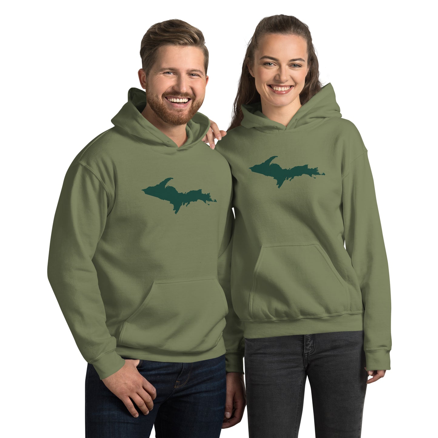 Michigan Upper Peninsula Hoodie (w/ Green UP Outline) | Unisex Standard