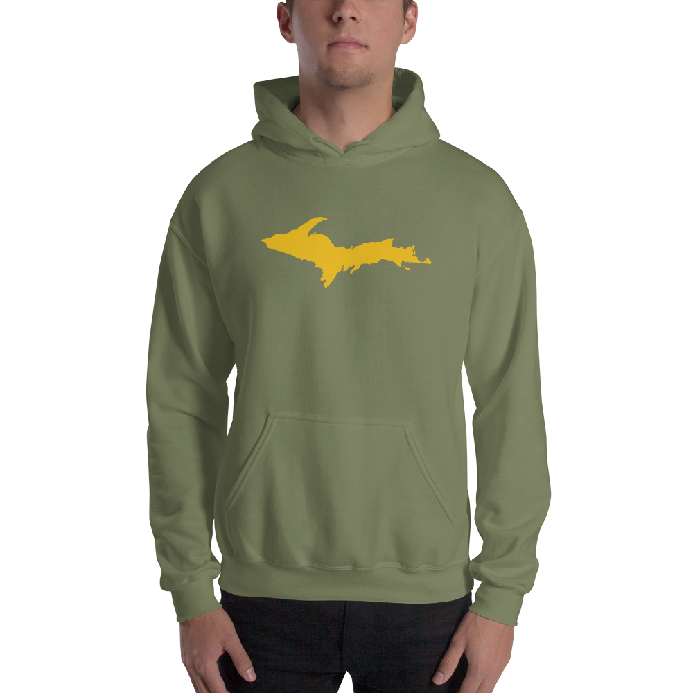 Michigan Upper Peninsula Hoodie (w/ Gold UP Outline) | Unisex Standard