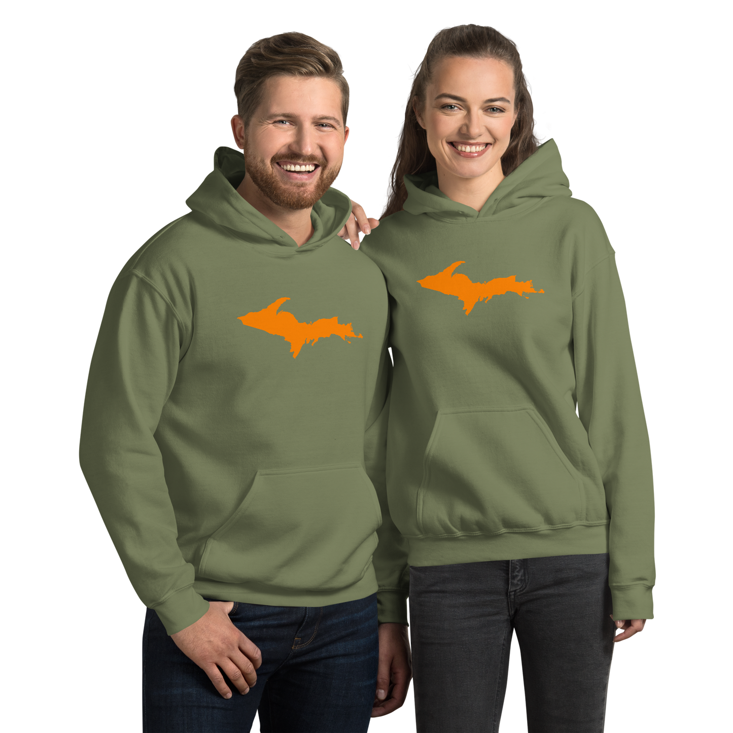 Michigan Upper Peninsula Hoodie (w/ Orange UP Outline) | Unisex Standard