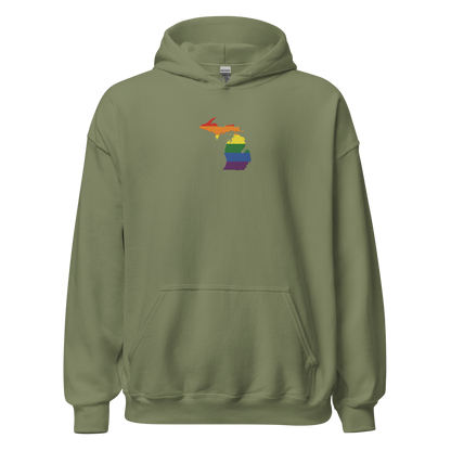 Michigan Hoodie (w/ MI Rainbow Pride Flag) | Unisex Standard - Emb.