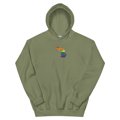 Michigan Hoodie (w/ MI Rainbow Pride Flag) | Unisex Standard - Emb.