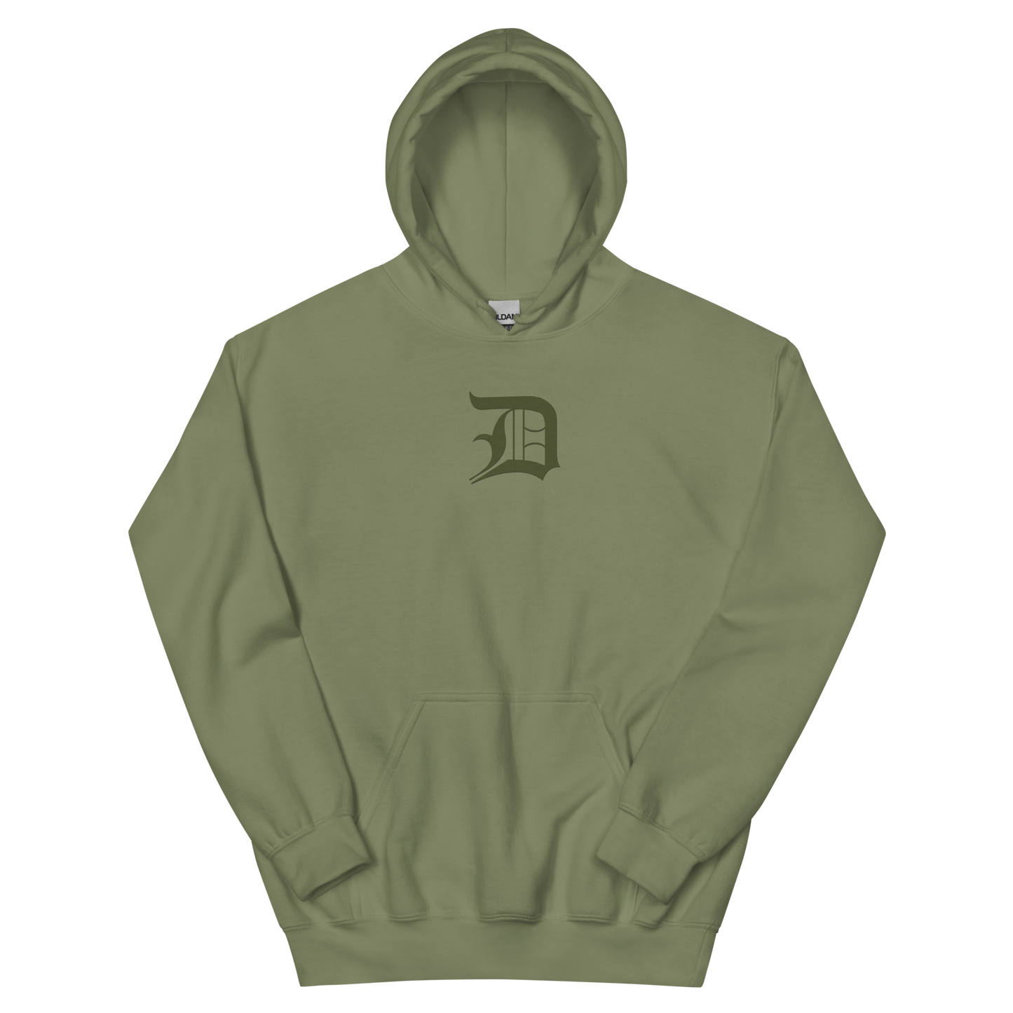 Detroit 'Old English D' Hoodie (Army Green) | Unisex Standard - Emb.