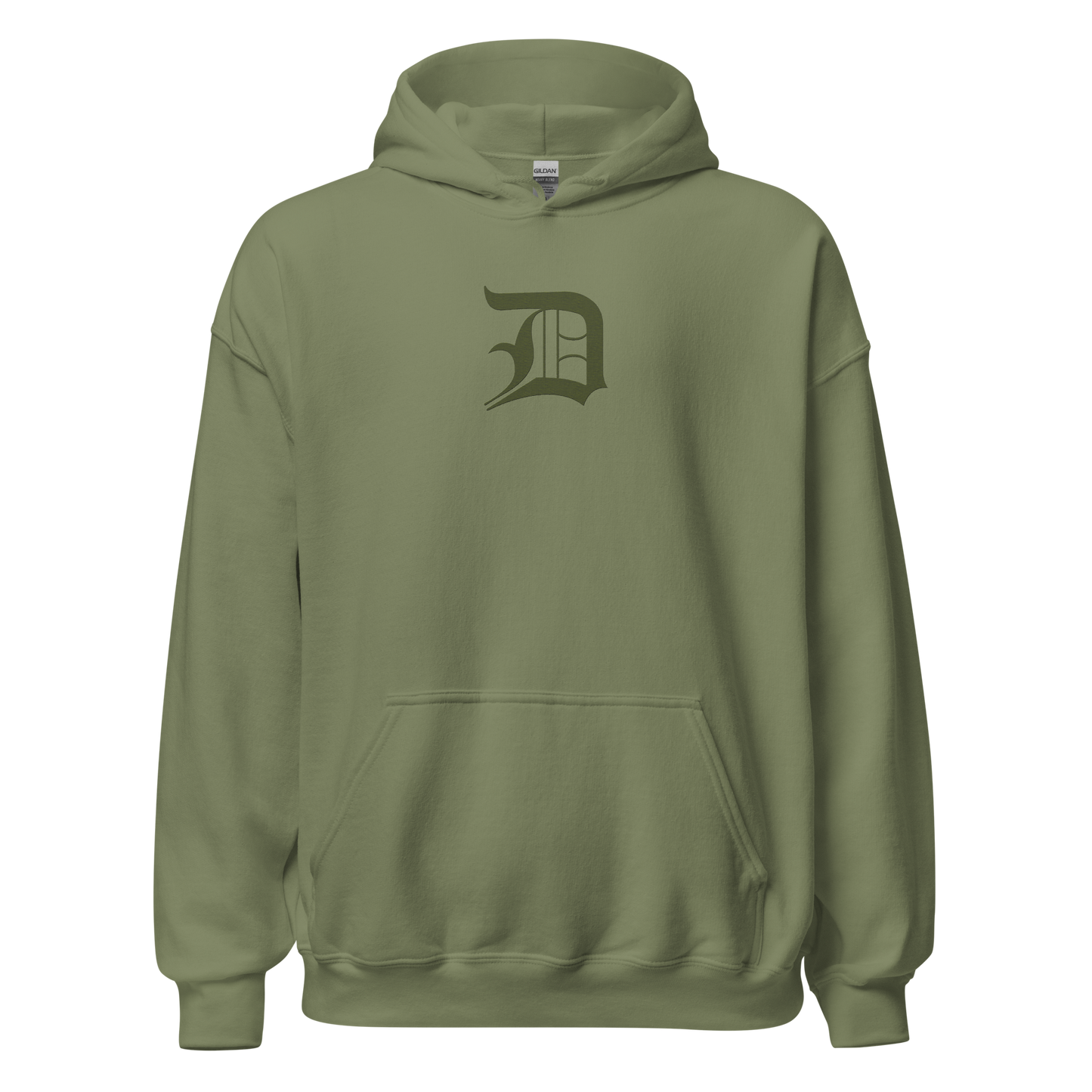 Detroit 'Old English D' Hoodie (Army Green) | Unisex Standard - Emb.