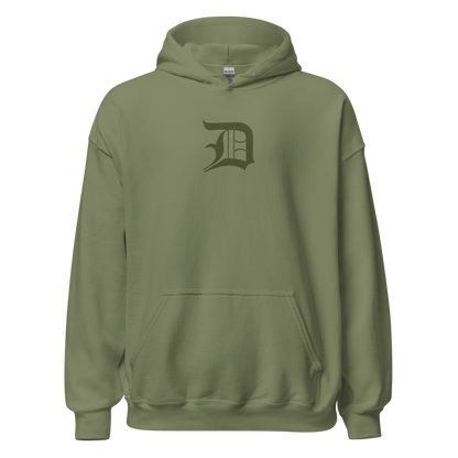 Detroit 'Old English D' Hoodie (Army Green) | Unisex Standard - Emb.