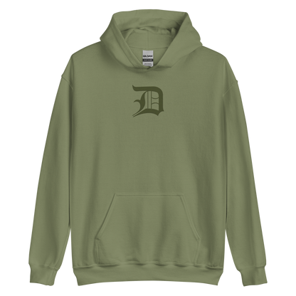 Detroit 'Old English D' Hoodie (Army Green) | Unisex Standard - Emb.