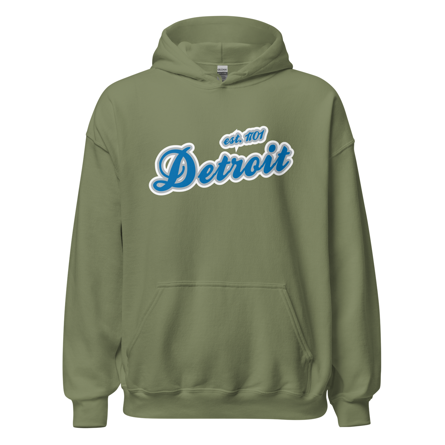 'Detroit EST. 1701' Hoodie (Azure Script Font) | Unisex Standard