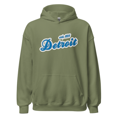 'Detroit EST. 1701' Hoodie (Azure Script Font) | Unisex Standard