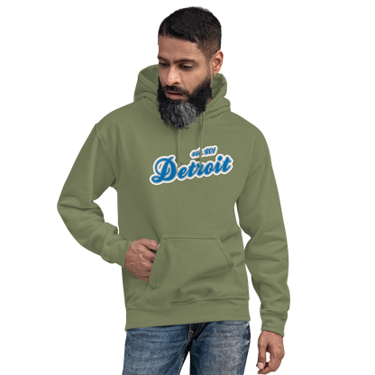 'Detroit EST. 1701' Hoodie (Azure Script Font) | Unisex Standard