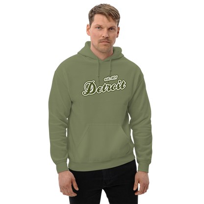 'Detroit EST. 1701' Hoodie (Army Green Script Font) | Unisex Standard