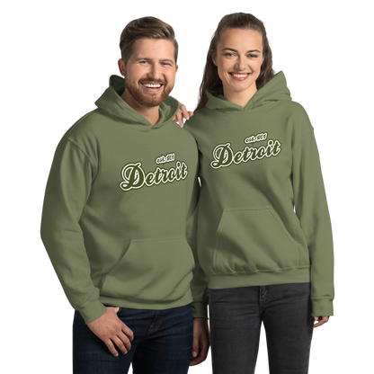 'Detroit EST. 1701' Hoodie (Army Green Script Font) | Unisex Standard