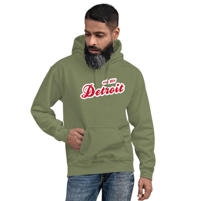 'Detroit EST. 1701' Hoodie (Aliform Red Script Font) | Unisex Standard