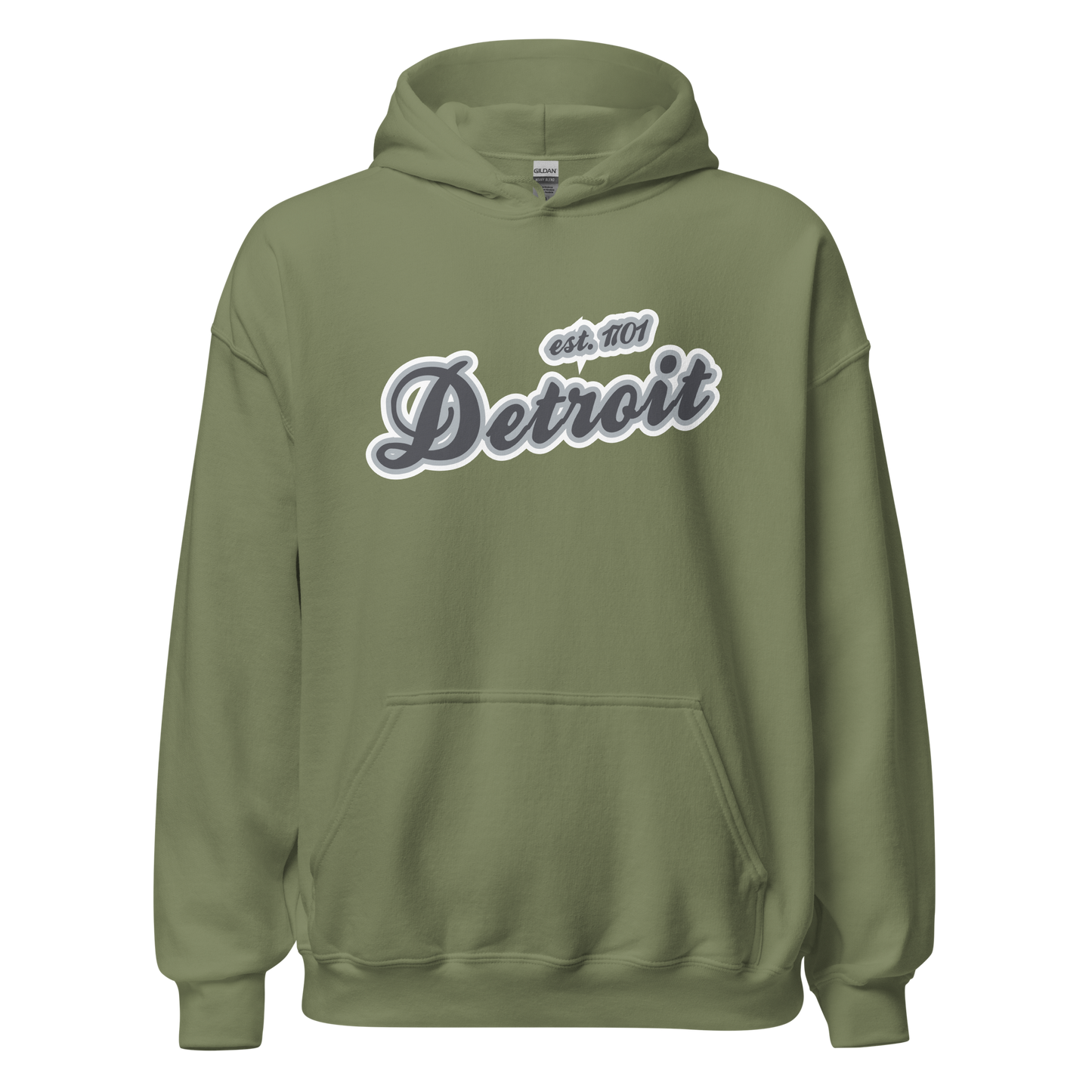 'Detroit EST. 1701' Hoodie (Iron Ore Grey Script Font) | Unisex Standard