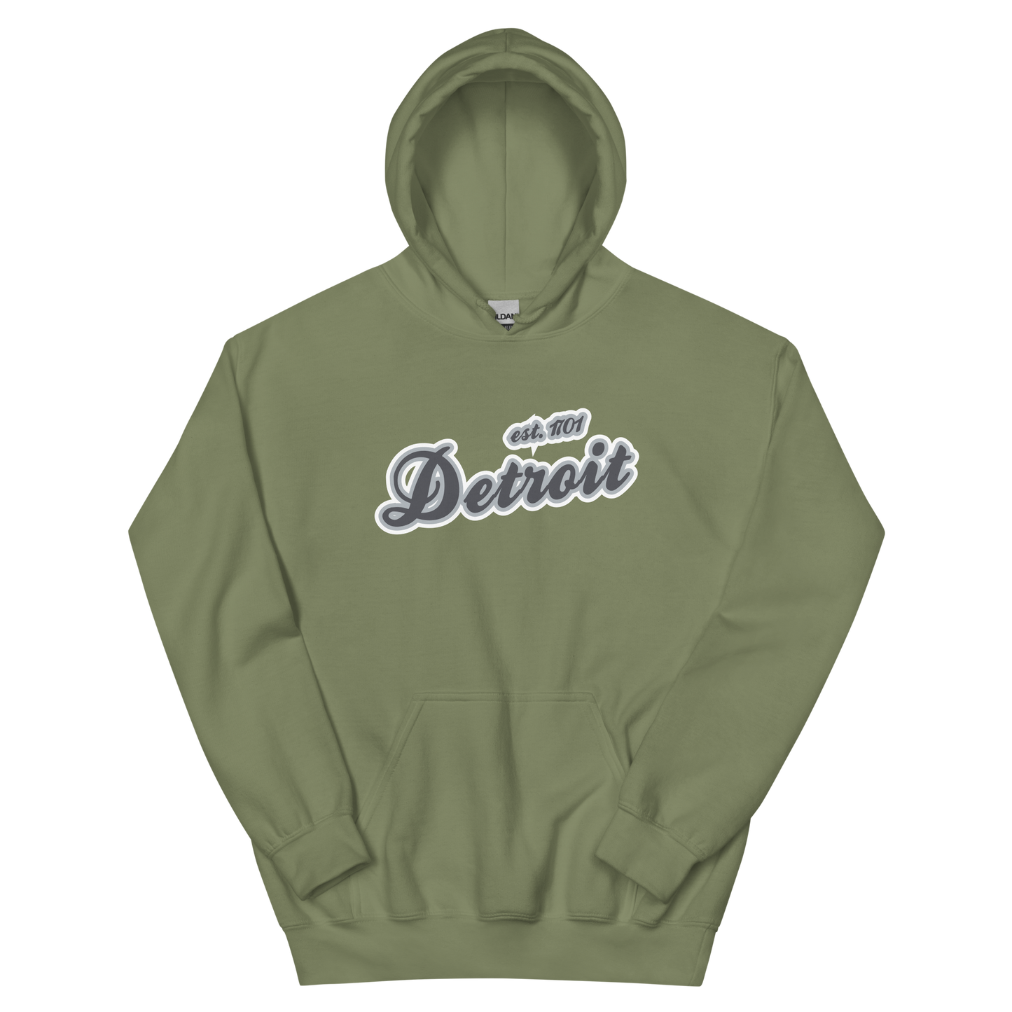 'Detroit EST. 1701' Hoodie (Iron Ore Grey Script Font) | Unisex Standard