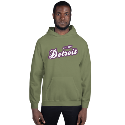 'Detroit EST. 1701' Hoodie (Plum Script Font) | Unisex Standard