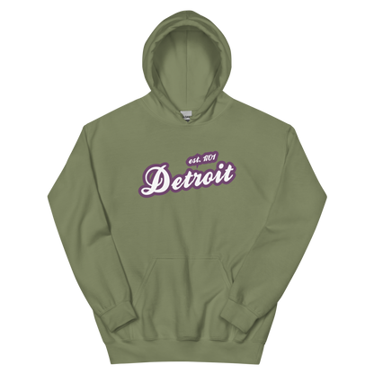 'Detroit EST. 1701' Hoodie (Plum Script Font) | Unisex Standard