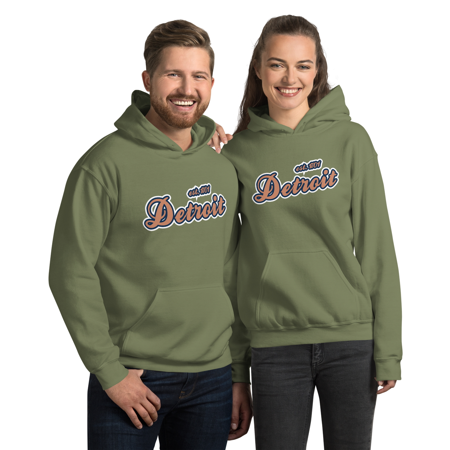 'Detroit EST. 1701' Hoodie (Copper Script Font) | Unisex Standard