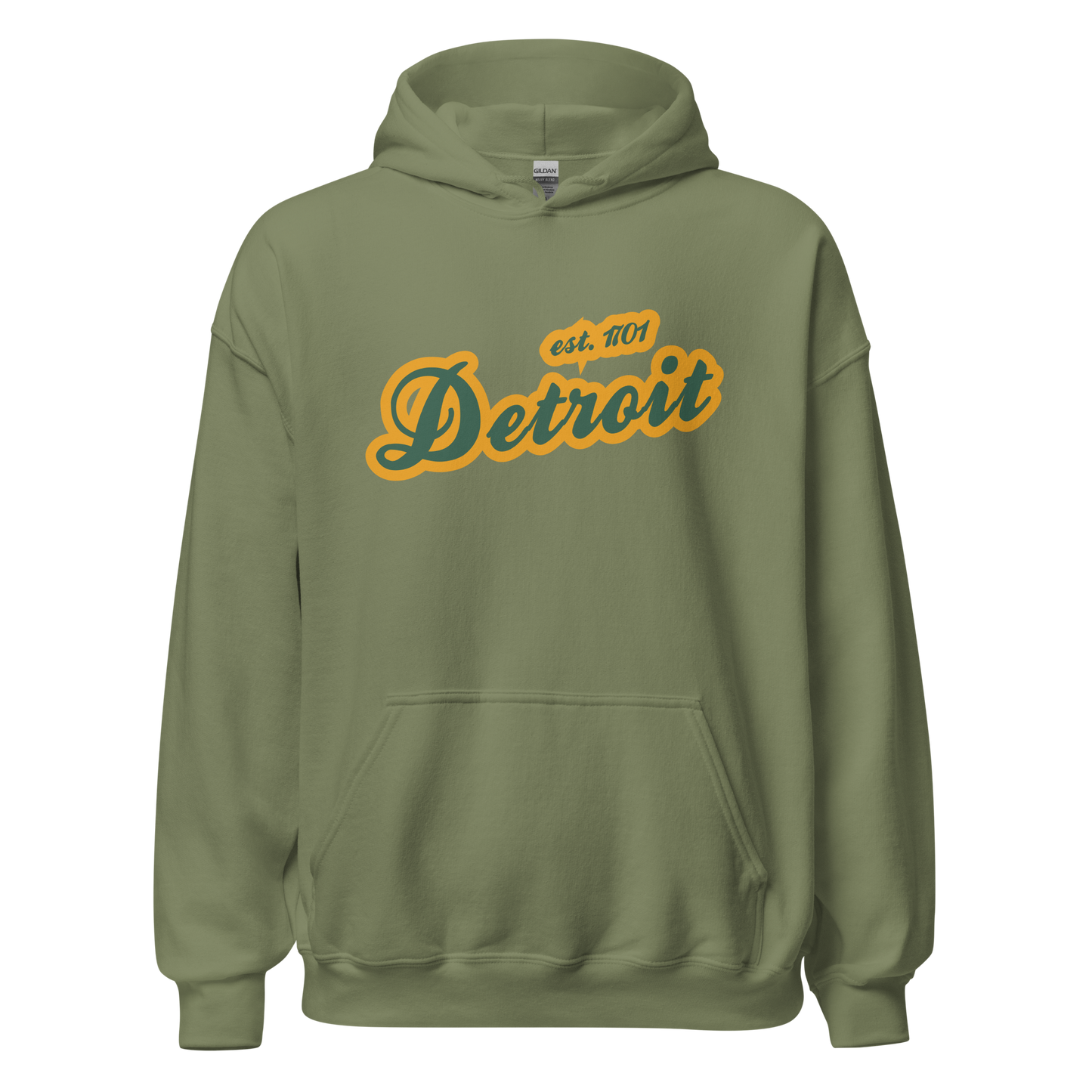 'Detroit EST. 1701' Hoodie (Ginger Ale Green Script Font) | Unisex Standard