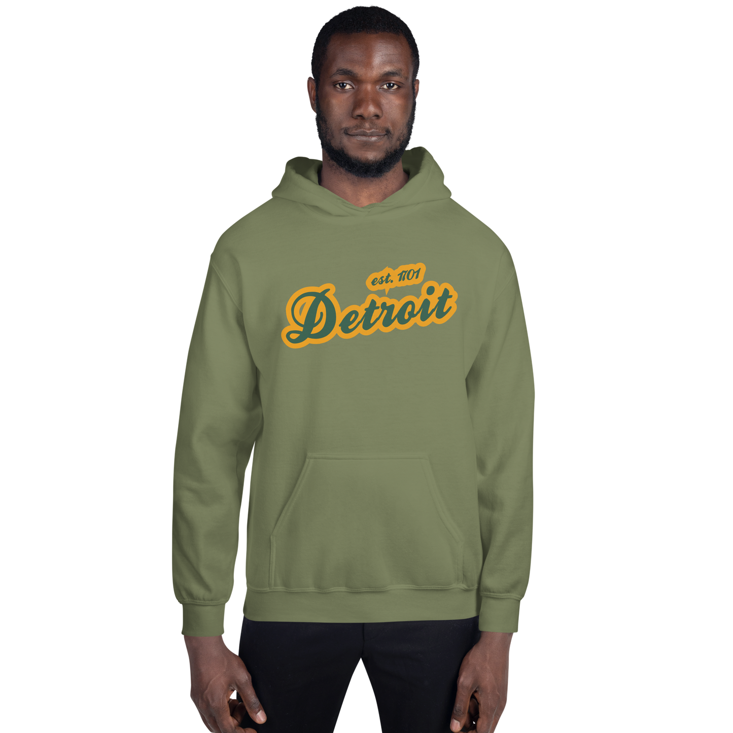 'Detroit EST. 1701' Hoodie (Ginger Ale Green Script Font) | Unisex Standard