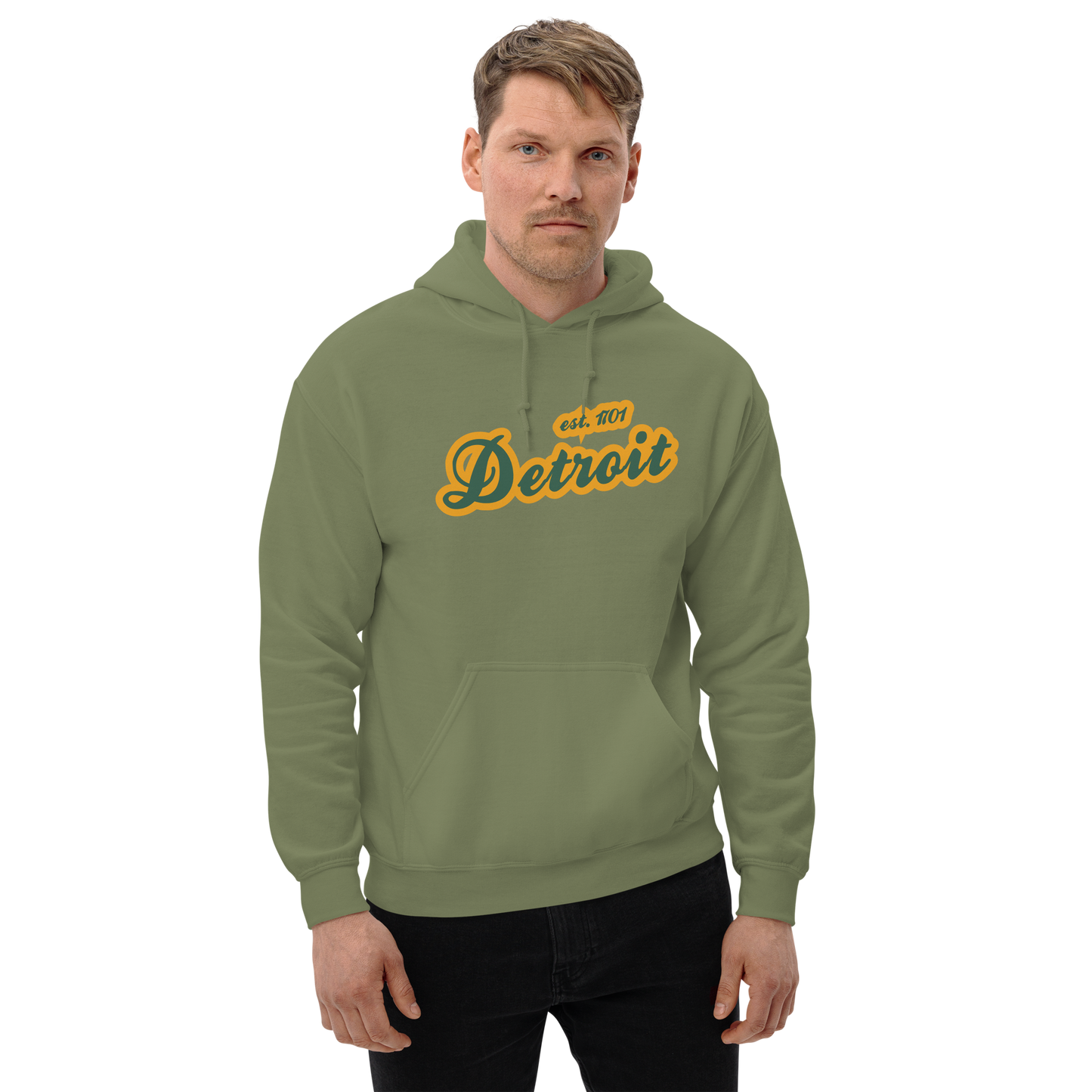 'Detroit EST. 1701' Hoodie (Ginger Ale Green Script Font) | Unisex Standard