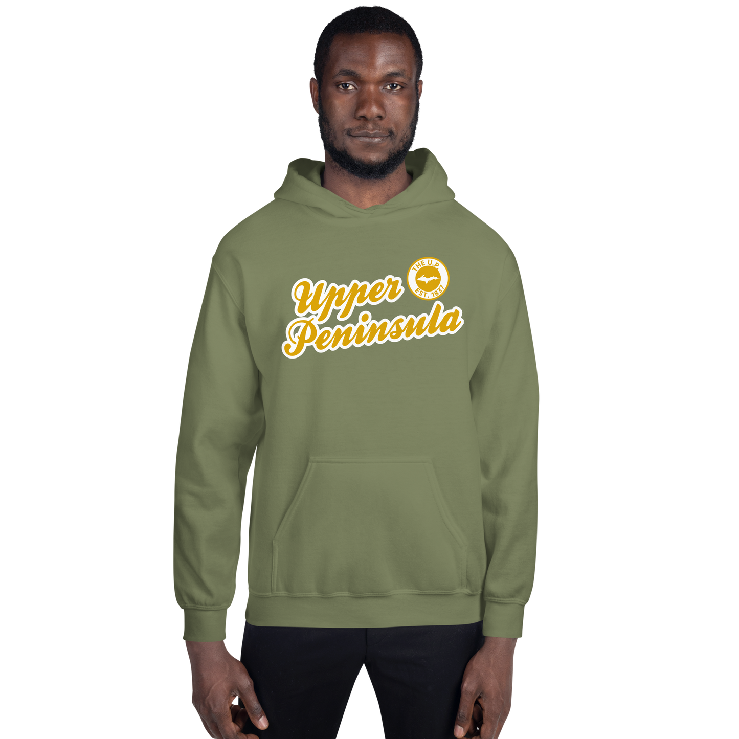 'Upper Peninsula EST. 1837' Hoodie (Gold Script Font) | Unisex Standard