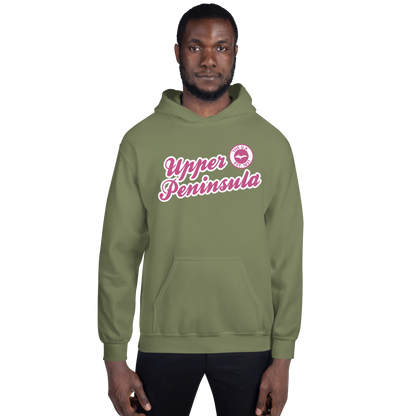 'Upper Peninsula EST. 1837' Hoodie (Apple Blossom Pink Script Font) | Unisex Standard