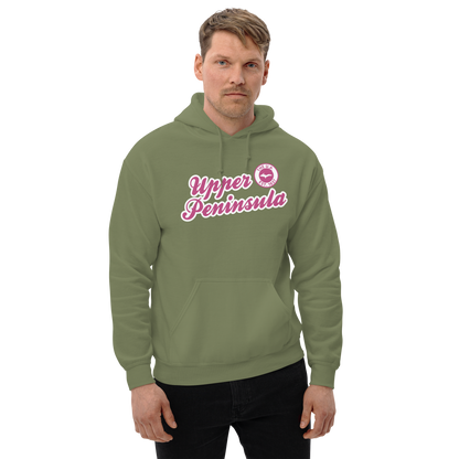 'Upper Peninsula EST. 1837' Hoodie (Apple Blossom Pink Script Font) | Unisex Standard