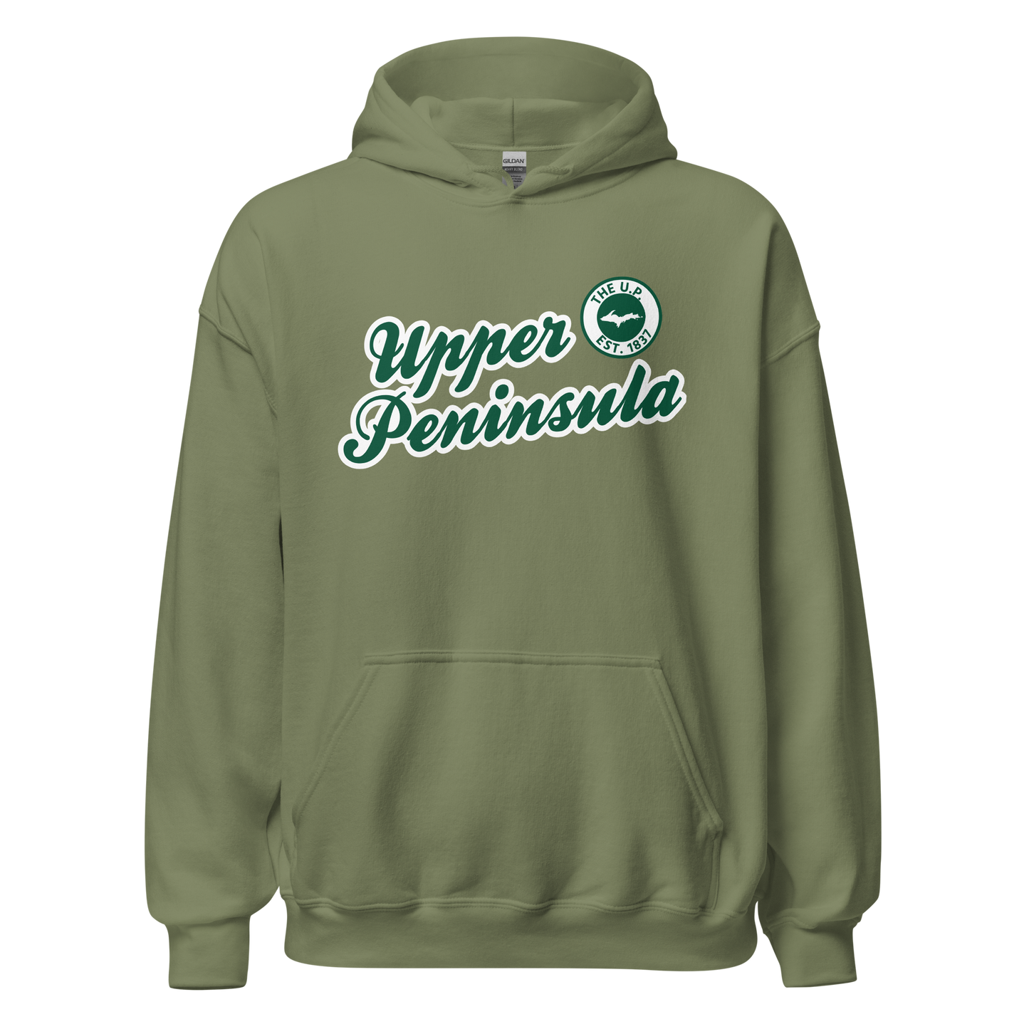 'Upper Peninsula EST. 1837' Hoodie (Superior Green Script Font) | Unisex Standard