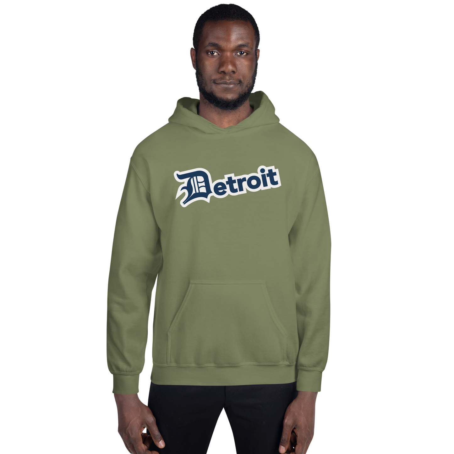 'Detroit' Hoodie (Navy w/ Old English 'D') | Unisex Standard