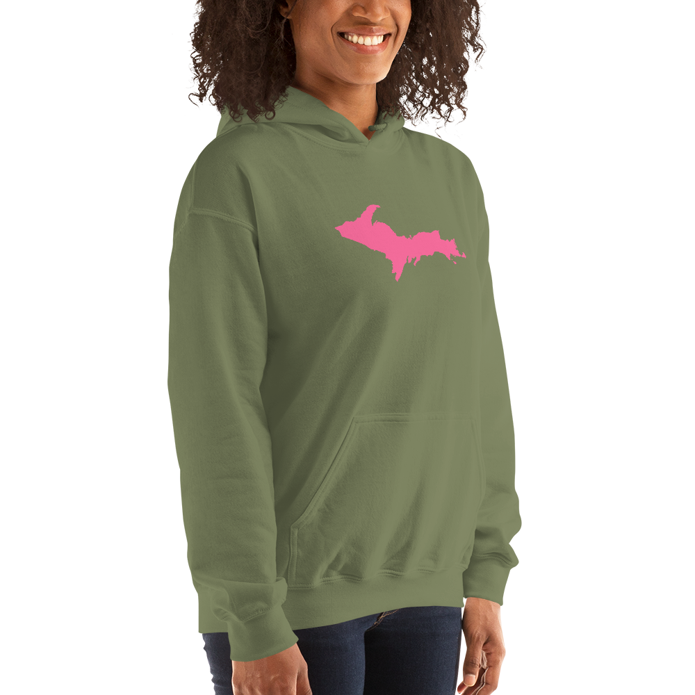 Michigan Upper Peninsula Hoodie (w/ Pink UP Outline) | Unisex Standard