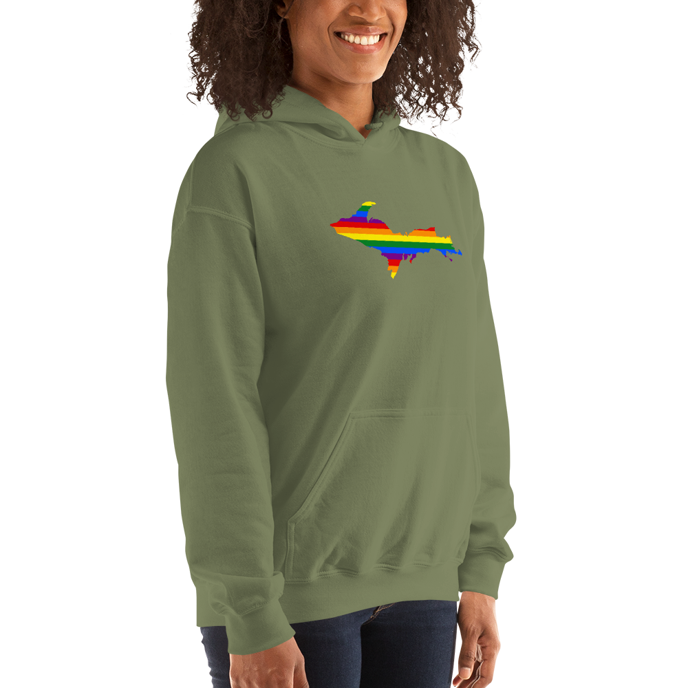 Michigan Upper Peninsula Hoodie (w/ UP Pride Flag Outline) | Unisex Standard