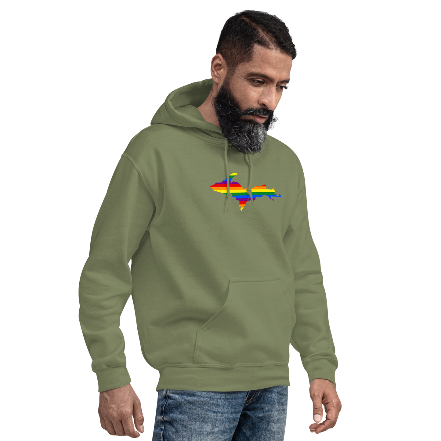 Michigan Upper Peninsula Hoodie (w/ UP Pride Flag Outline) | Unisex Standard