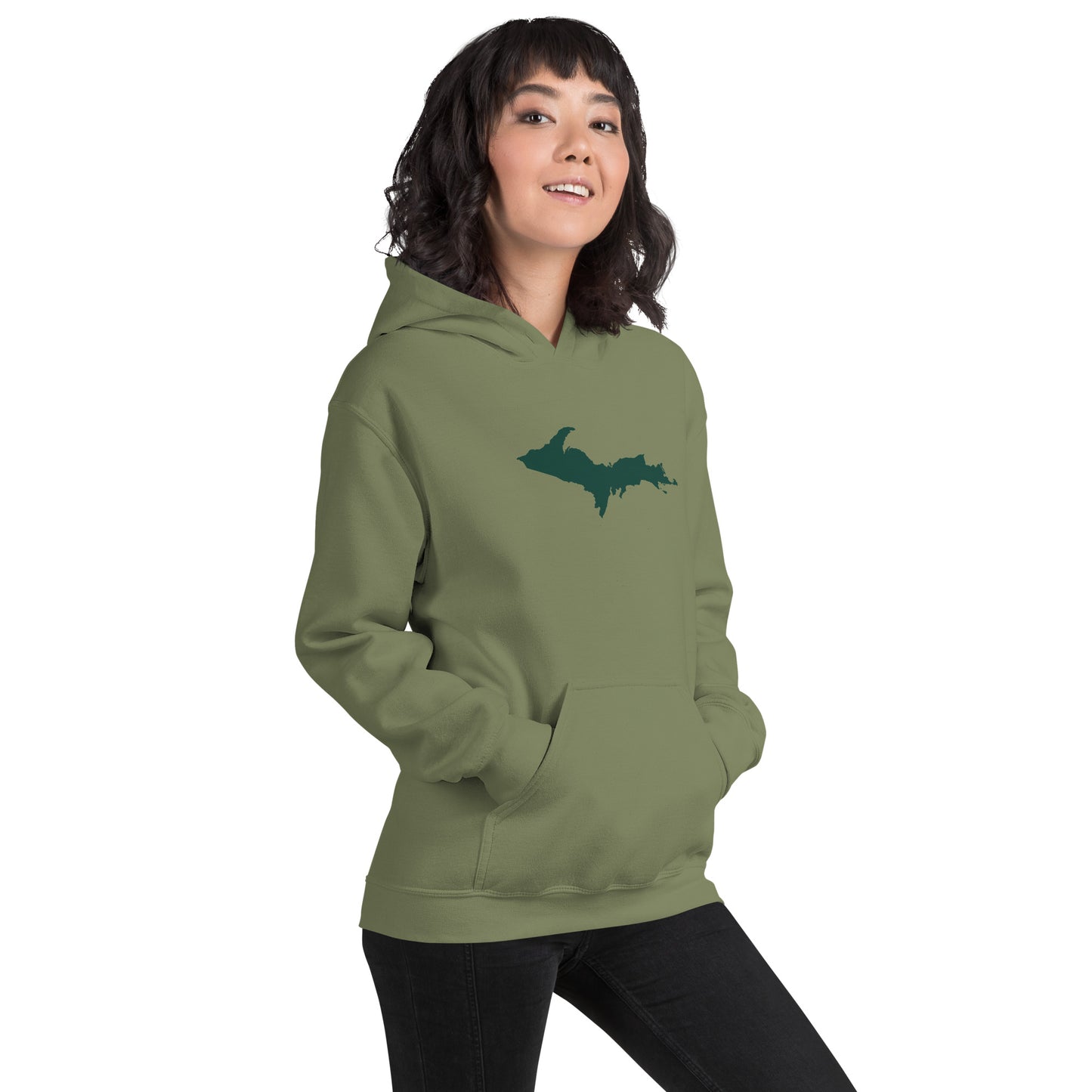 Michigan Upper Peninsula Hoodie (w/ Green UP Outline) | Unisex Standard