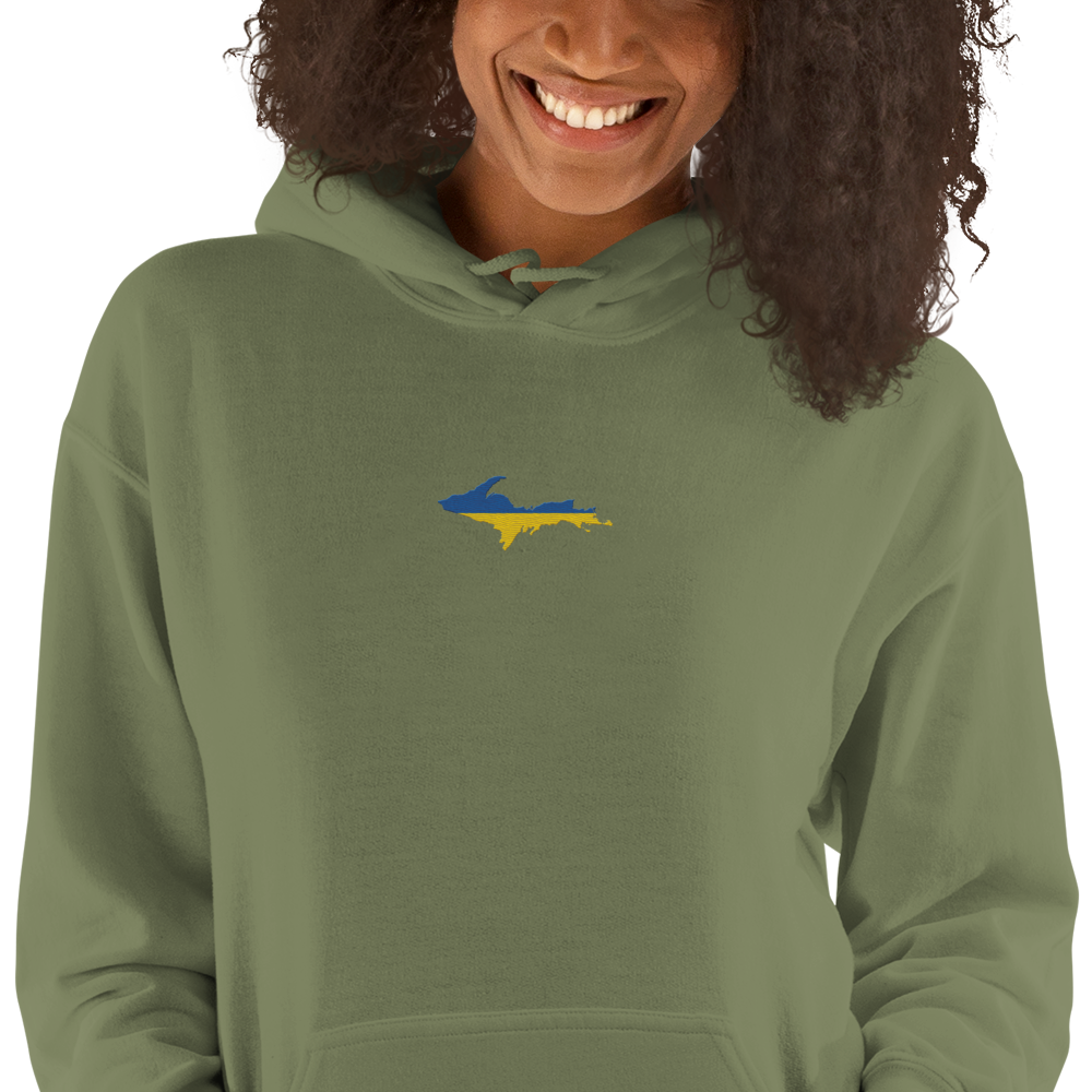 Michigan Upper Peninsula Hoodie (w/ Embroidered UP Ukraine Flag Outline) | Unisex Standard