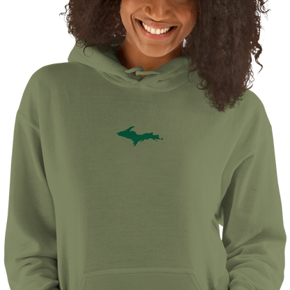 Michigan Upper Peninsula Hoodie (w/ Embroidered Green UP Outline) | Unisex Standard