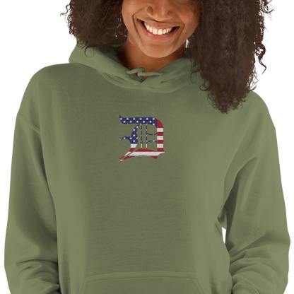 Detroit 'Old English D' Hoodie (Patriotic Edition) | Unisex Standard - Emb.