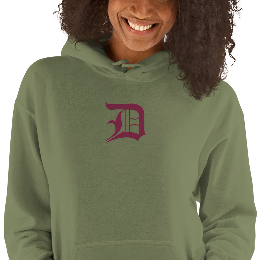 Detroit 'Old English D' Hoodie (Ruby Red) | Unisex Standard - Emb.