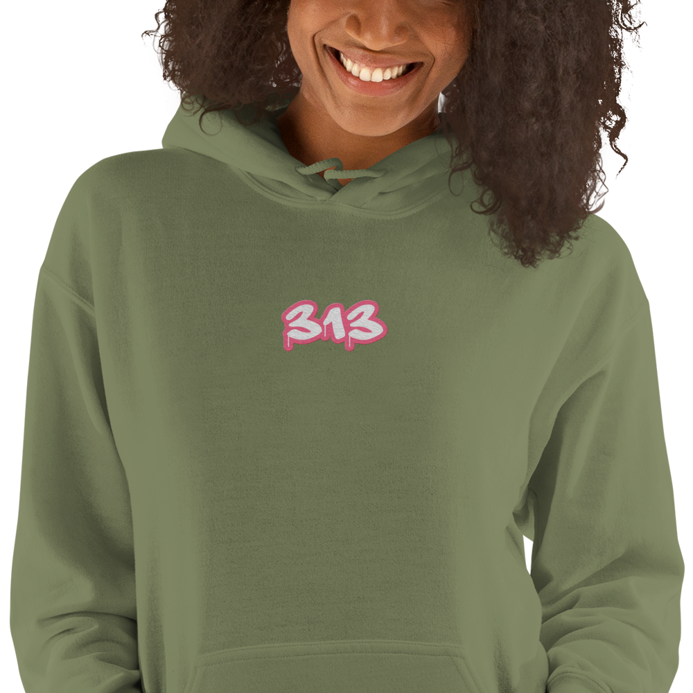 Detroit '313' Hoodie (Rhodochrosite Pink) | Unisex Standard - Emb.