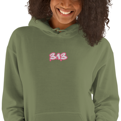 Detroit '313' Hoodie (Rhodochrosite Pink) | Unisex Standard - Emb.