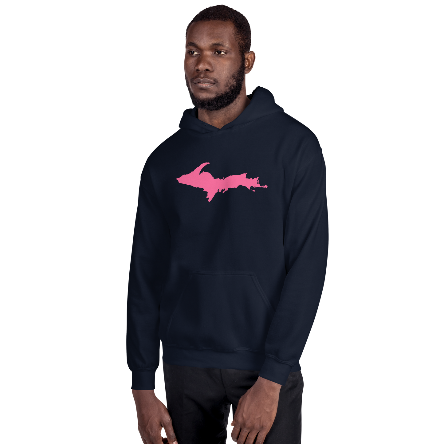 Michigan Upper Peninsula Hoodie (w/ Pink UP Outline) | Unisex Standard