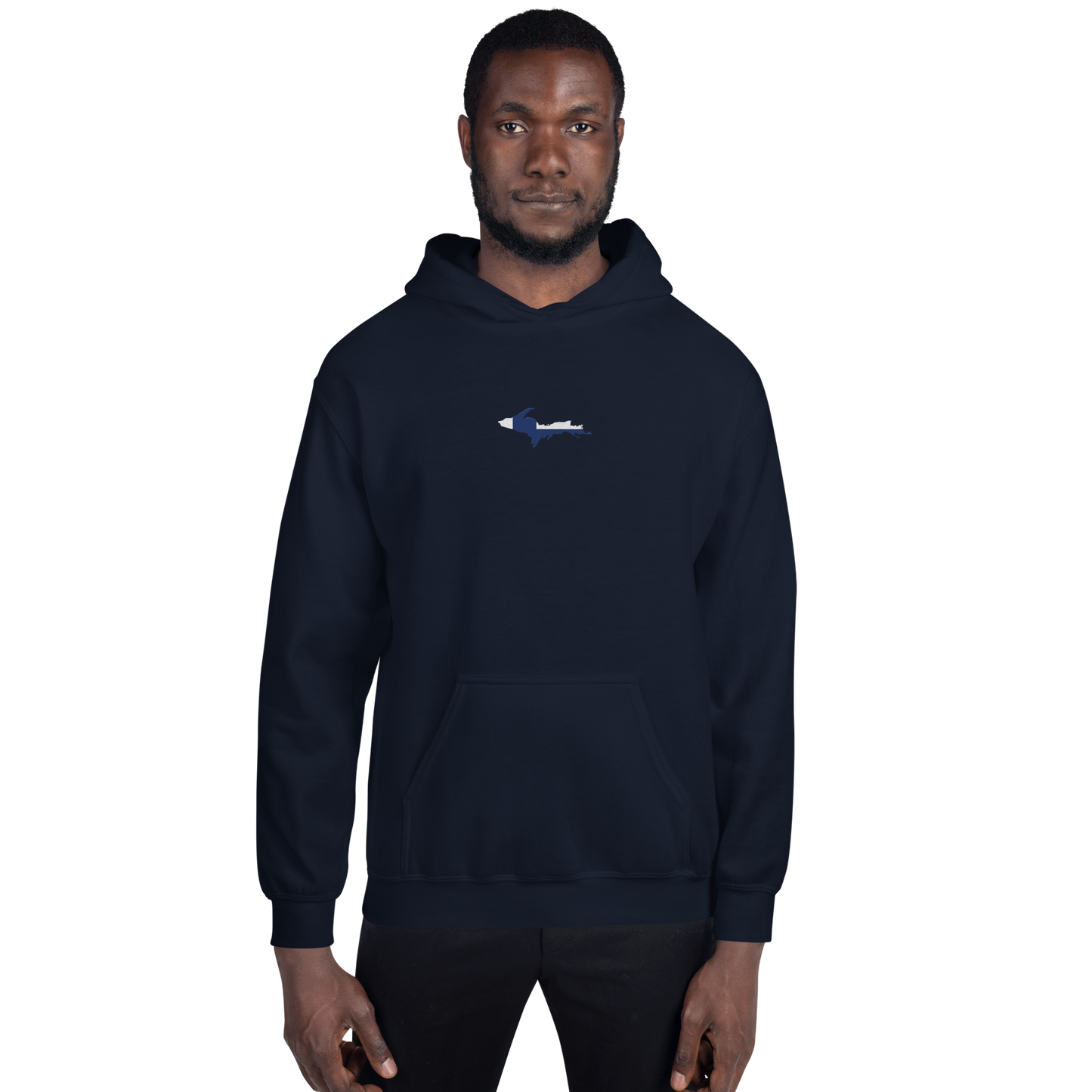 Michigan Upper Peninsula Hoodie (w/ Embroidered UP Finland Flag Outline) | Unisex Standard