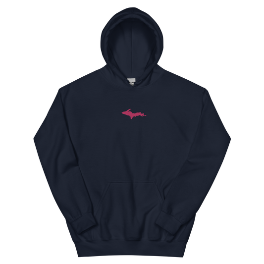 Michigan Upper Peninsula Hoodie (w/ Embroidered Pink UP Outline) | Unisex Standard